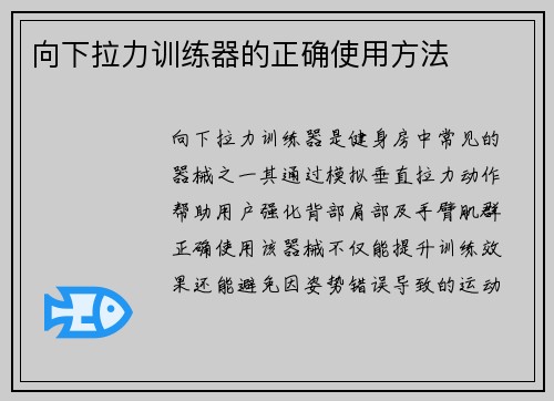 向下拉力训练器的正确使用方法